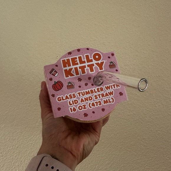 NIB Hello Kitty fall autumn glass soda can shaped iridescent tumbler - Picture 3 of 4